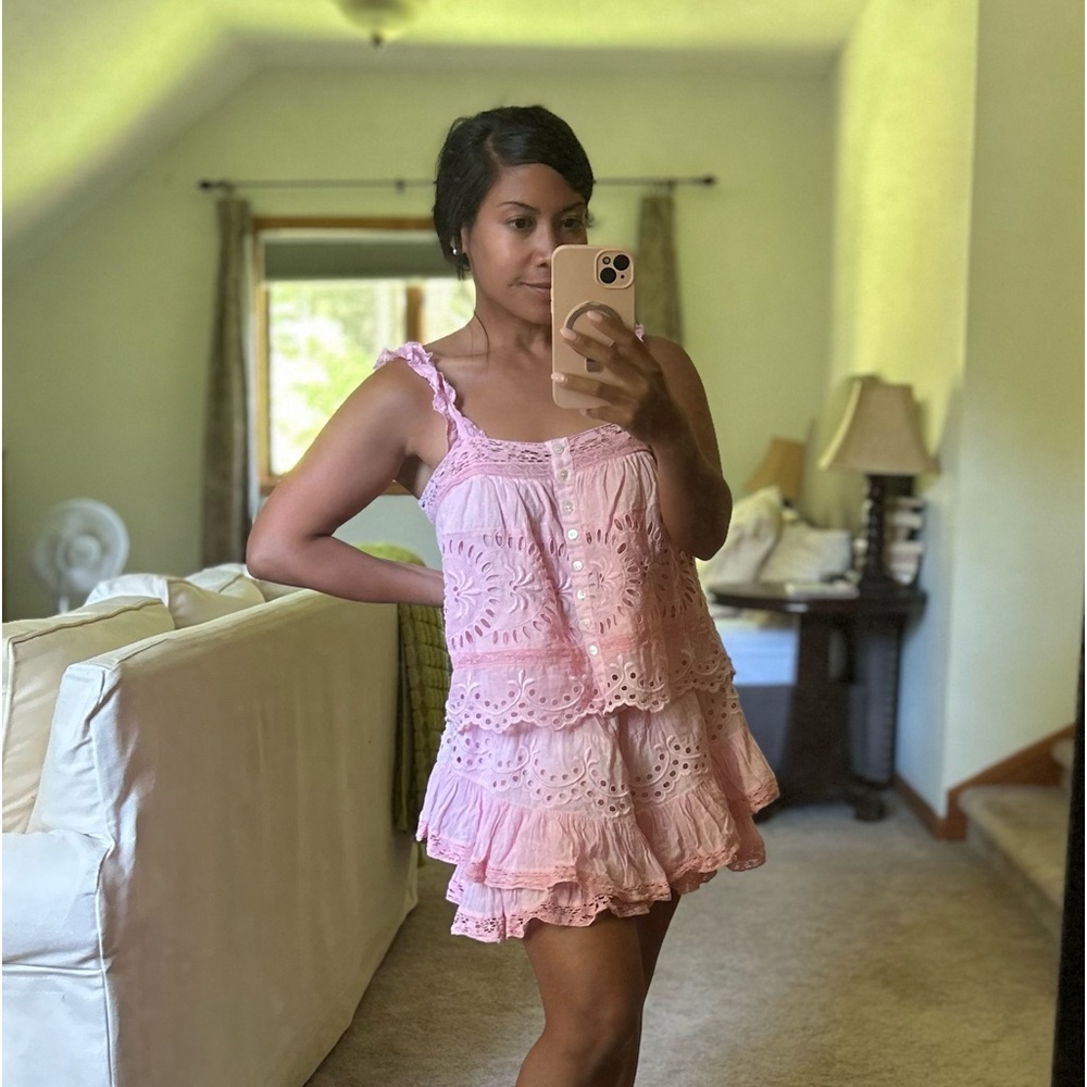 Loveshackfancy Sully top and Briella skirt in Pink Grace